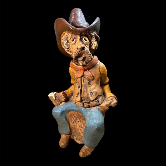 Vintage 1984 Bill Vernon Shade Tree Creations Cowboy with Beer Western Funny - Picture 1 of 7